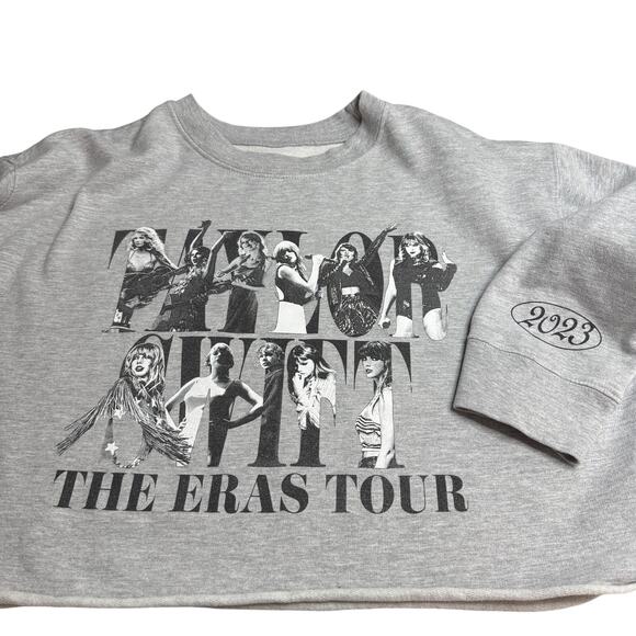 Women's Taylor Swift Gray Sweatshirt The Eras Tour 2023 Pullover Cropped Top XXL - Picture 5 of 7